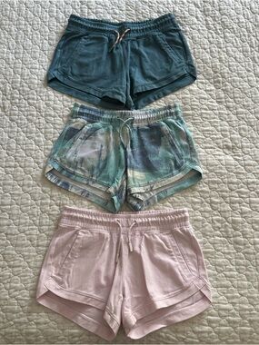 Lot Of Three Athleta Girl Shorts Size M 8-10 Athletic Soft Terry Play Everyday